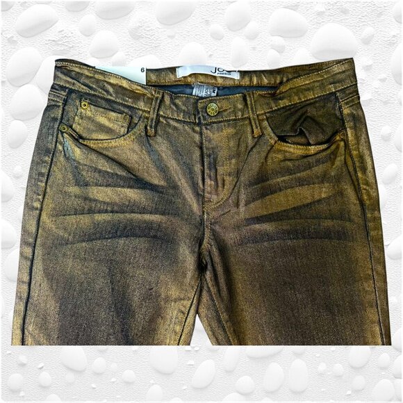 STUNNING JOE FRESH Black/Gold Coated Metallic Slim Jeans - Size 30" - Picture 4 of 10
